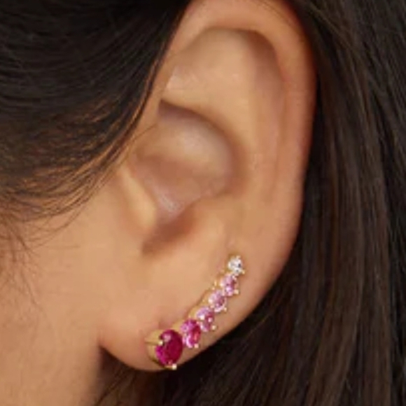 Melinda Maria Ombre Ear Crawler Silver|Pink Saphire - Picture 5 of 6
